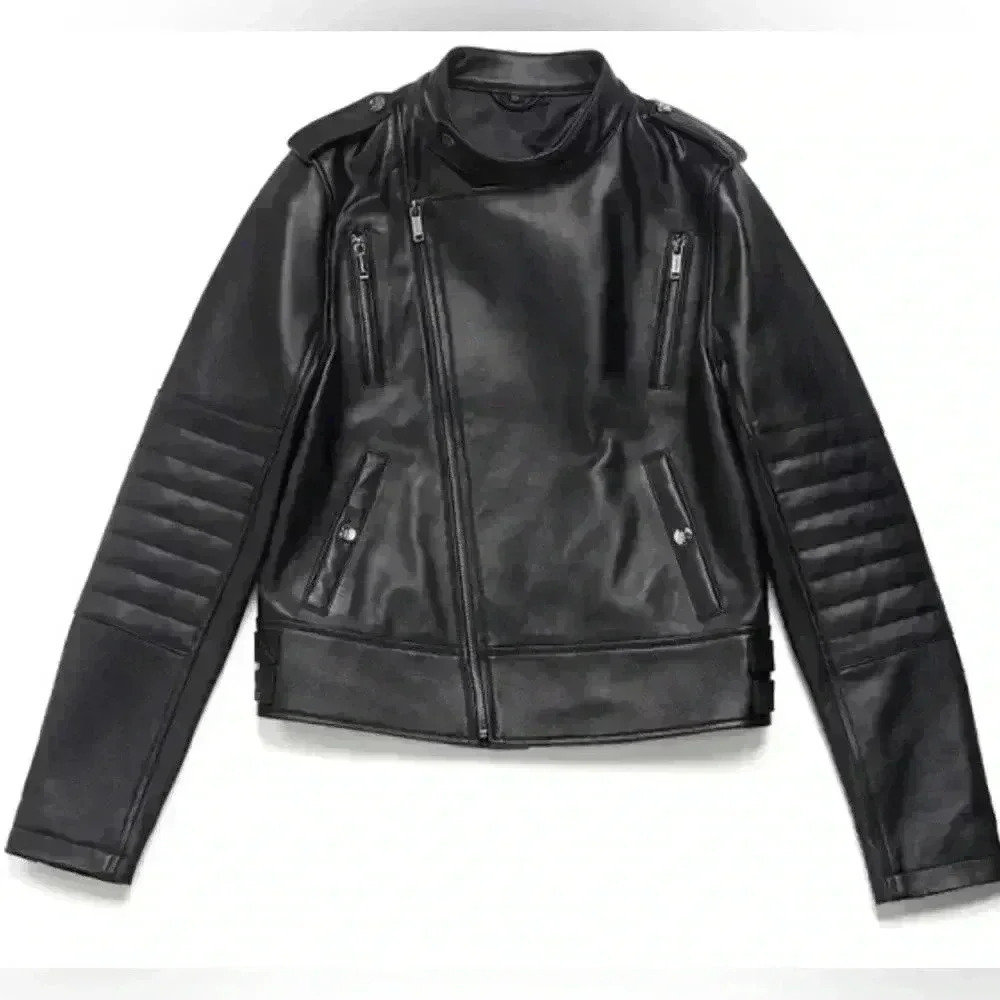 Bolvaint PARIS Adelais Black Lambskin Women's Moto Jacket size 2XL